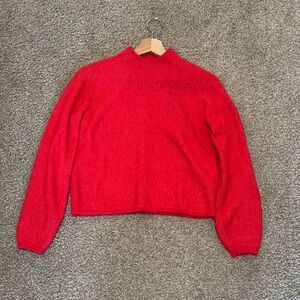 Banana Republic Red Cowl Neck Cropped Sweater